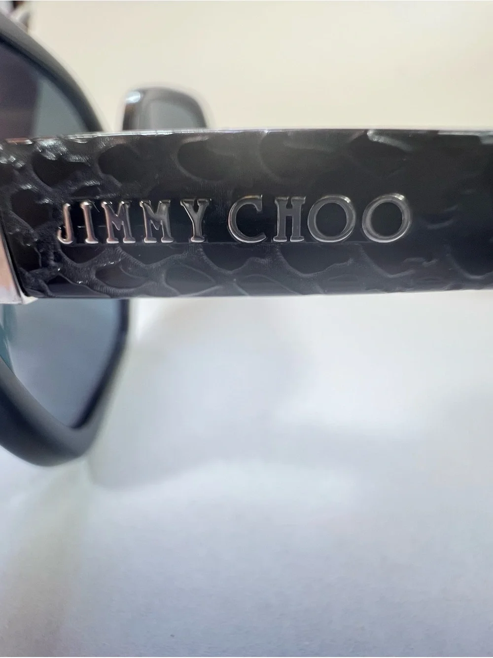 Jimmy Choo Black Frame Sunglasses with Blue Lenses